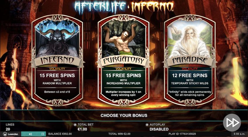 AfterLife Inferno Free Spins Choice